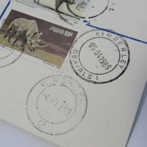Registered mail cover from Windhoek SWA to Kimberley South Africa 4 April 1989