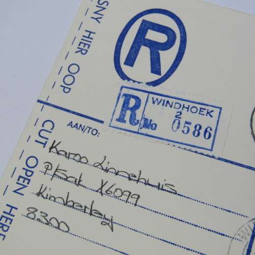 Registered mail cover from Windhoek SWA to Kimberley South Africa 4 April 1989