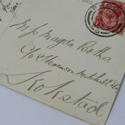 SA Union 1d on Post Card Rhodes Cancel