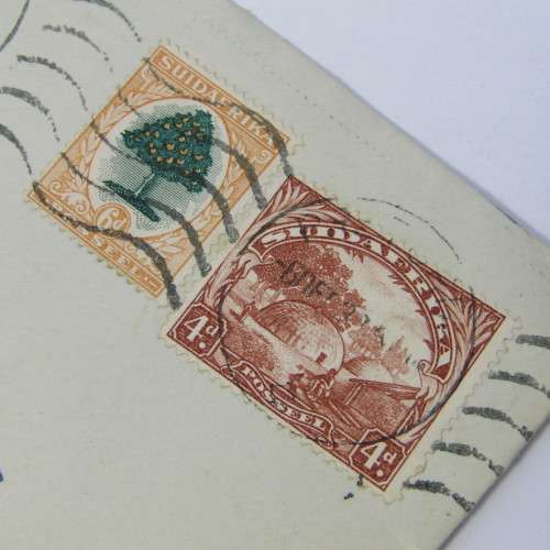 SA 6d + 4d on Air mail cover Pretoria to Devonshire 1933