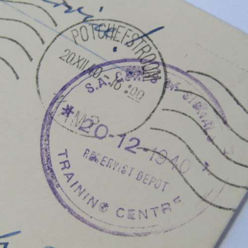 On Active service cover from Potchefstroom camp to Rondebosch South Africa 20 December 1940