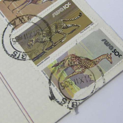 Registered cover from Gobabis SWA to Kimberley South Africa with four SWA stamps