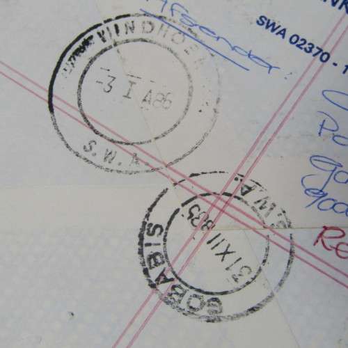 Registered cover from Gobabis SWA to Kimberley South Africa with four SWA stamps