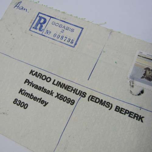 South West Africa registered cover Grobabis 2 with cancellations on back