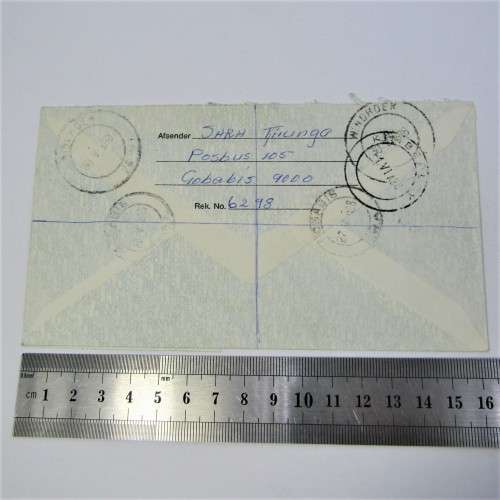 Registered cover from Gobabis SWA to Kimberley South Africa May 1983 with eight SWA stamps