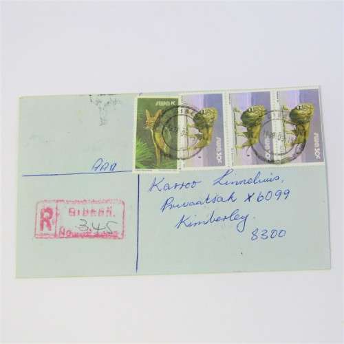 Registered Cover from Gibeon SWA to Kimberley South Africa 15 March 1983
