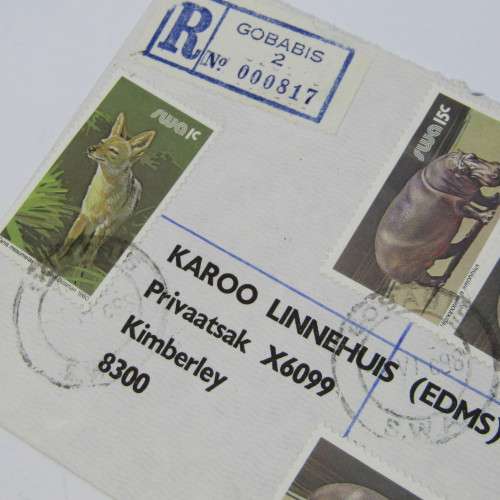 Registered cover from Gobabis SWA to Kimberley South Africa 1 June 1988
