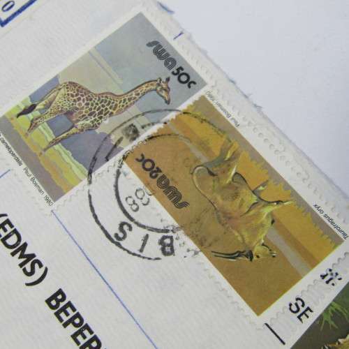 Registered cover from Gobabis SWA to Kimberley South Africa 1988 with four SWA stamps