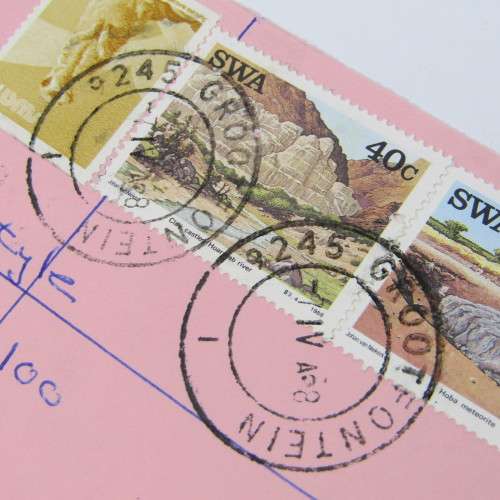 Registered cover from Grootfontein SWA to Kimberley South Africa 07 April 1988
