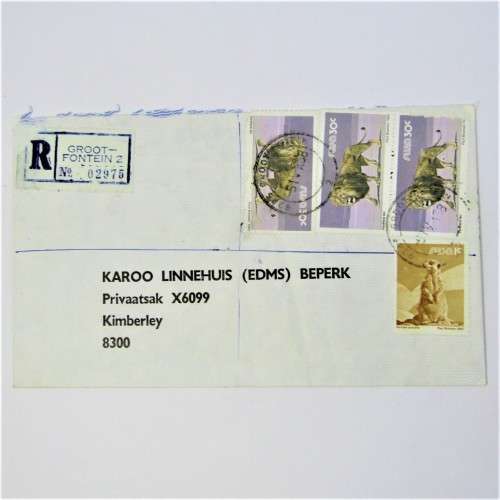 Registered Cover from Grootfontein SWA to Kimberley South Africa 06 April 1988