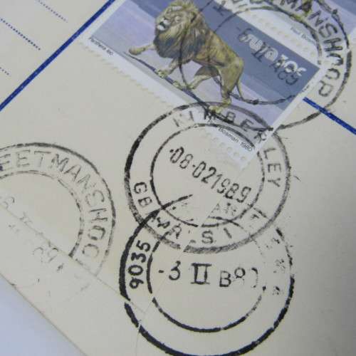 Registered cover from Bethanie SWA via Keetmanshoop to Kimberley South Africa 3 February 1985