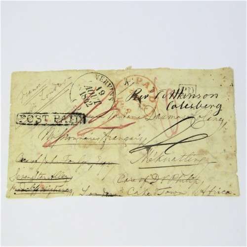 French postal piece addressed to Rev Daumas French Missionary in Basutoland 1842 - RARE