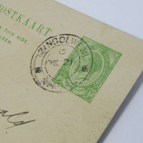 Postcard from Izingolweni South Africa to Bulawayo Rhodesia 21 October 1917
