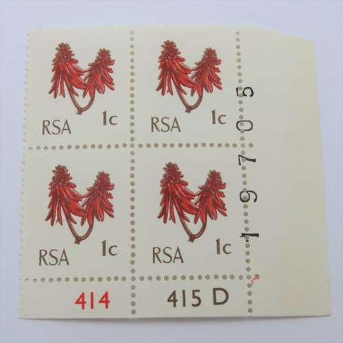 Republic of South Africa 1c stamps block of 4