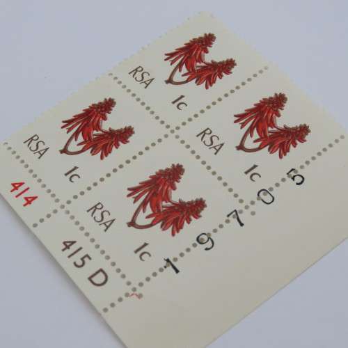 Republic of South Africa 1c stamps block of 4