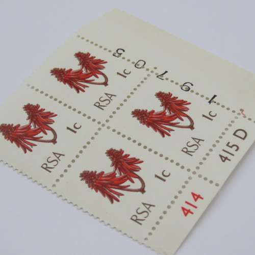 Republic of South Africa 1c stamps block of 4