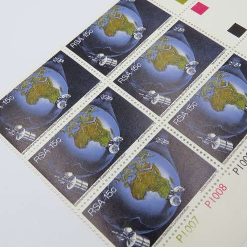 SACC 397 Satellite communication 15 cent stamps block of 6