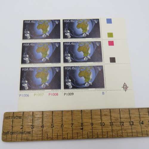 SACC 397 Satellite communication 15 cent stamps block of 6