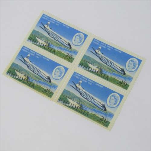 Rhodesia 1966 20th Anniversary of Central African Airways Block of 4 mint stamps SACC 163 hinged