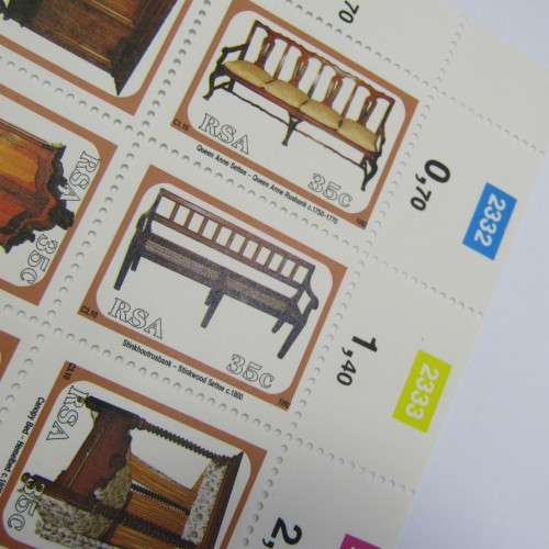 RSA 9 July 1992 Antique Cape Furniture SACC 767-776 Setenant block of 10 mint stamps