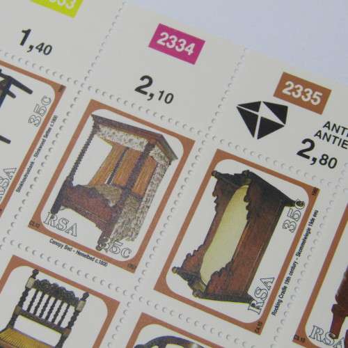 RSA 9 July 1992 Antique Cape Furniture SACC 767-776 Setenant block of 10 mint stamps