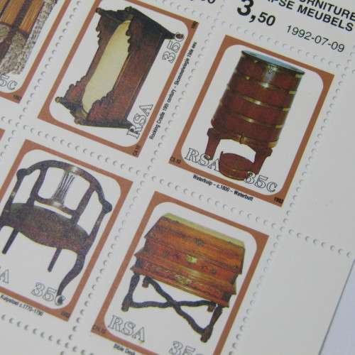 RSA 9 July 1992 Antique Cape Furniture SACC 767-776 Setenant block of 10 mint stamps