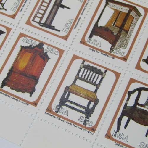 RSA 9 July 1992 Antique Cape Furniture SACC 767-776 Setenant block of 10 mint stamps