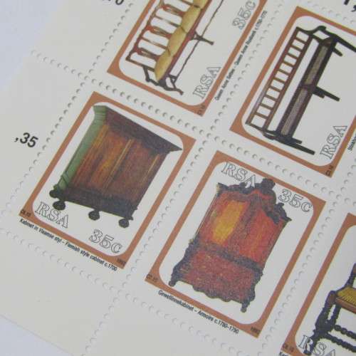 RSA 9 July 1992 Antique Cape Furniture SACC 767-776 Setenant block of 10 mint stamps