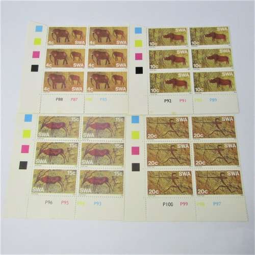 SWA Set of 4 of control blocks of 6 stamps SACC 291 to 294 - Piehist. Rock paintings