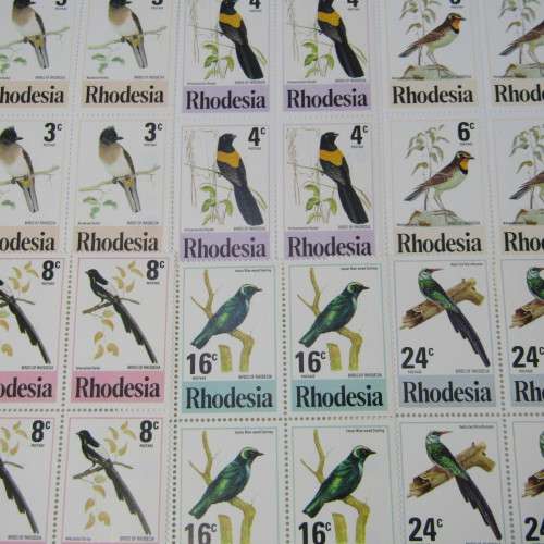 1977 Rhodesian Birds 2nd issue. SACC 300 - 305 Control blocks of 4