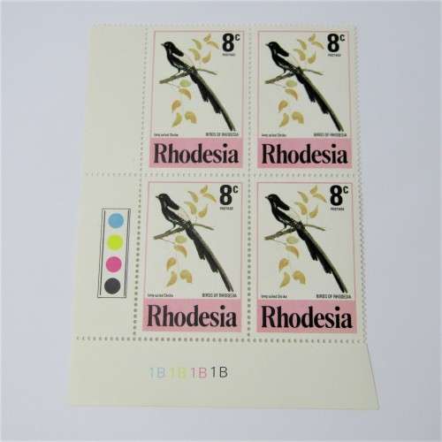 1977 Rhodesian Birds 2nd issue. SACC 300 - 305 Control blocks of 4