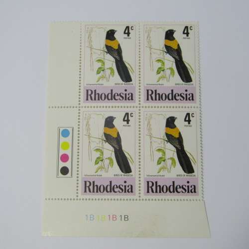 1977 Rhodesian Birds 2nd issue. SACC 300 - 305 Control blocks of 4