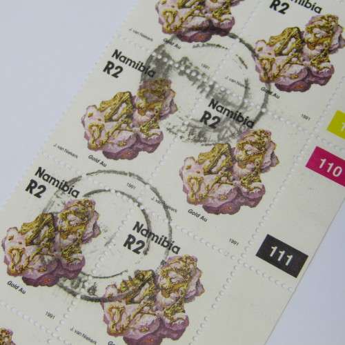 1991 Definitive issue. Mines and Minerals SACC 29 Control Strip of 10 used stamps