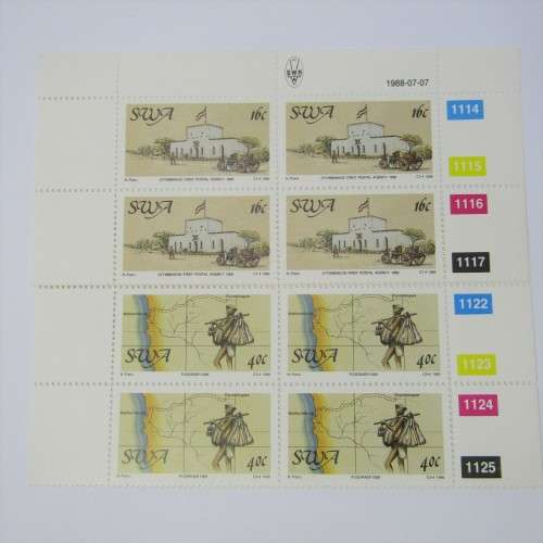1988 Centenary of Postal Services SACC 510 and 512 Control blocks of 4