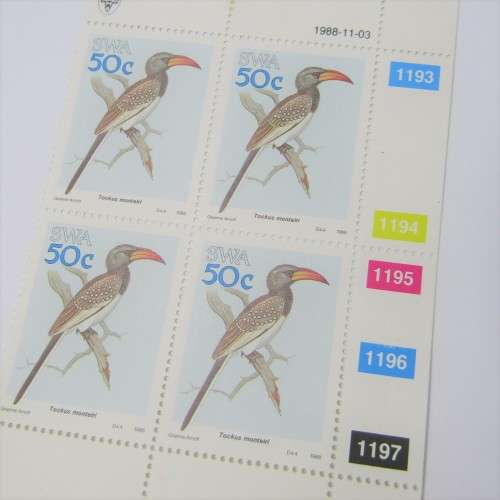 1988 Birds of SWA SACC 515 516 517 Control Blocks of 4 `hinged
