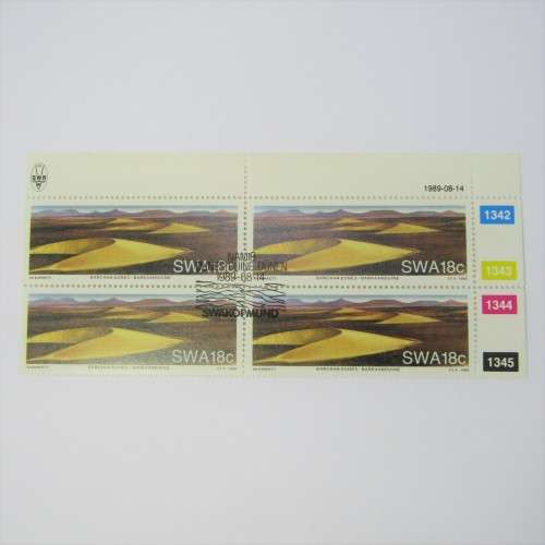 1989 Namib Desert Sand Dunes SACC 526 - 529 Control Blocks of 4 Swakopmund