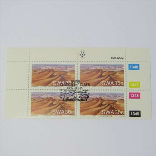 1989 Namib Desert Sand Dunes SACC 526 - 529 Control Blocks of 4 Swakopmund