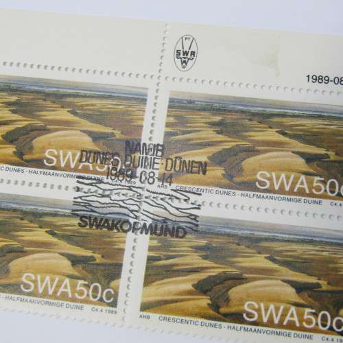 1989 Namib Desert Sand Dunes SACC 526 - 529 Control Blocks of 4 Swakopmund