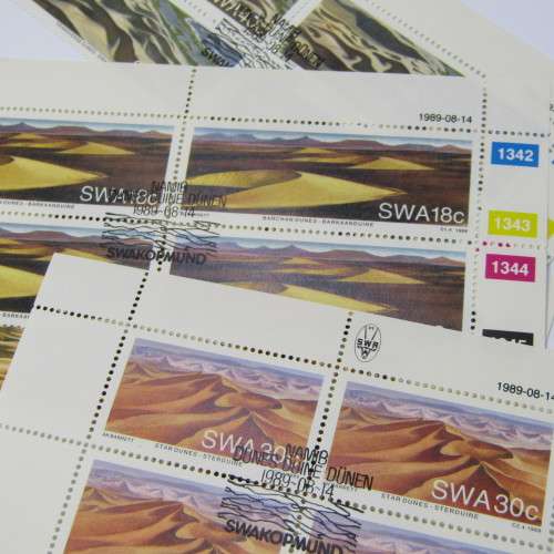 1989 Namib Desert Sand Dunes SACC 526 - 529 Control Blocks of 4 Swakopmund