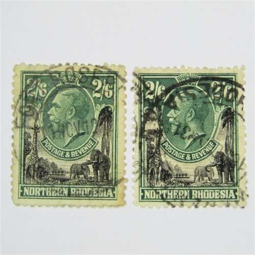 Lot of 2 Northern Rhodesia 1925 Definitive issue SACC 12 Used stamps