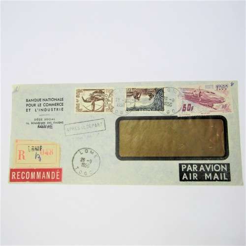 Airmail Togo registered Lome 1956 with too late cancellation