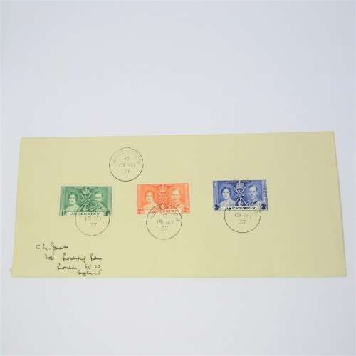 Postal cover with Ascension island 19-05-1937 1d 2d and 3d posted to England