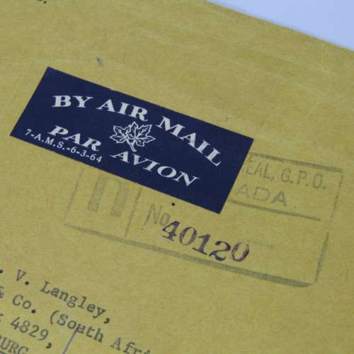 Canada Airmail Cover to South Africa registered mail 1966