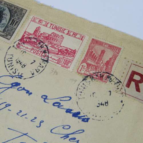 Airmail Tunisia registered cover to USA 1948