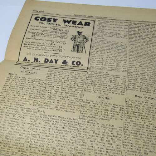 Basutoland News paper Tuesday 6 June 1933 - very scarce