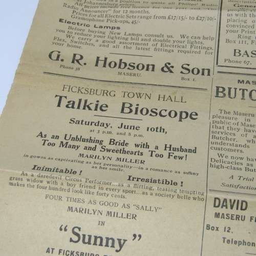 Basutoland News paper Tuesday 6 June 1933 - very scarce