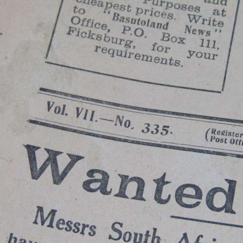 Basutoland News paper Tuesday 6 June 1933 - very scarce