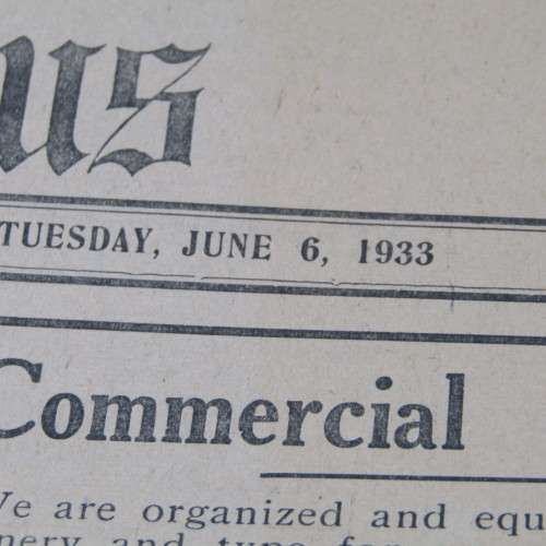 Basutoland News paper Tuesday 6 June 1933 - very scarce