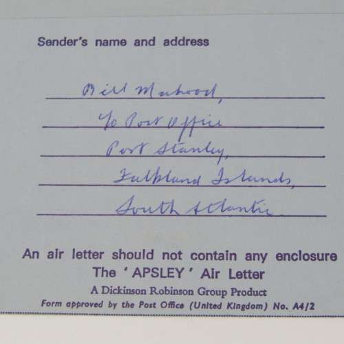 Airmail Christmas Aerogramme letter from Falkland Island to South Africa