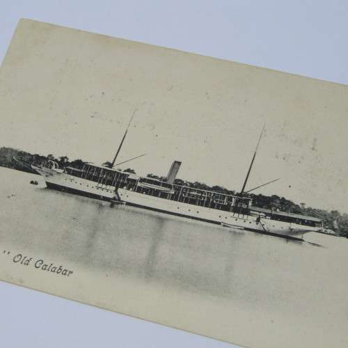 Unused postcard with picture of Nigerian S. Y. ``IVY`` old Calabar ship - The maid of all work